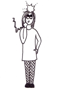 Cartoon of a girl on the phone with a tingling sensation in her head.