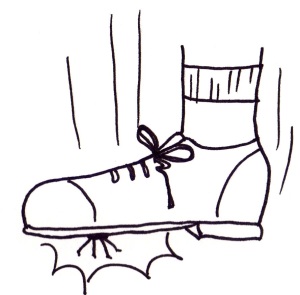 Cartoon of a spider being stomped on.