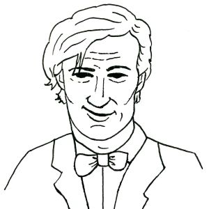 Line drawing of the eleventh Dr Who.