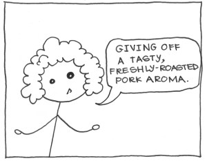"Giving off a tasty, freshly-roasted pork aroma."
